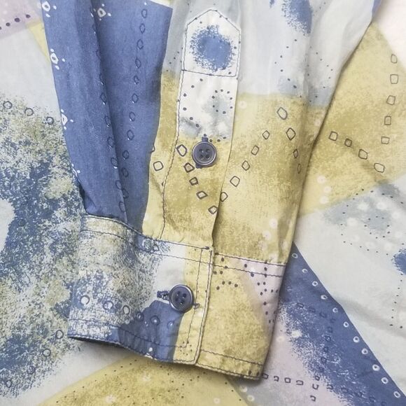 Details Express Womens Medium Shirt 100% Silk Vintage 90s Abstract Print Baggy - Picture 2 of 9